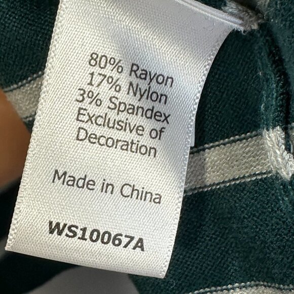 Market & Spruce Sweater Womens Small Cardigan Green Stripe Stretch Knit Open - Picture 6 of 8